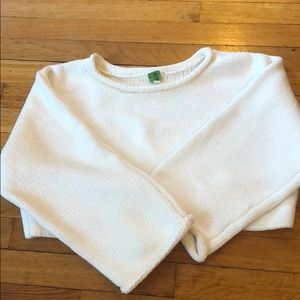 Cropped white knit sweater